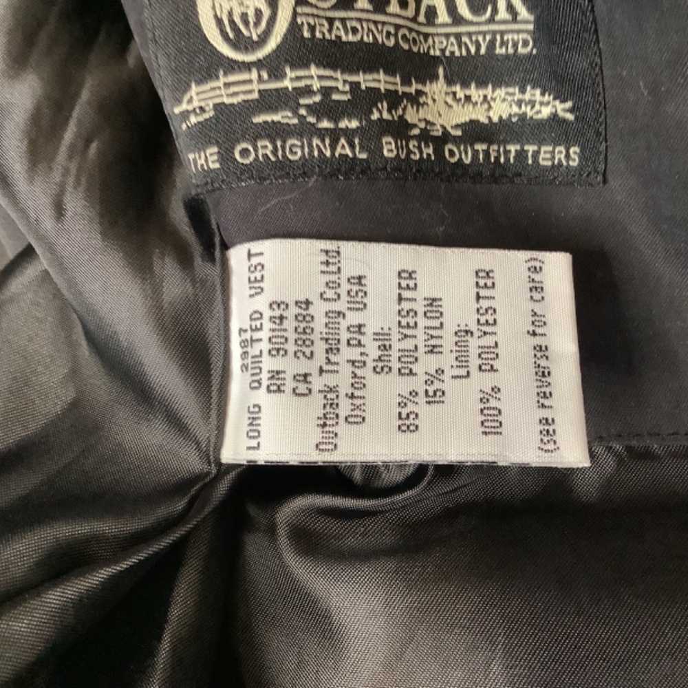 EUC Outback Trading Company black quilted vest s/m western - Picture 13 of 15